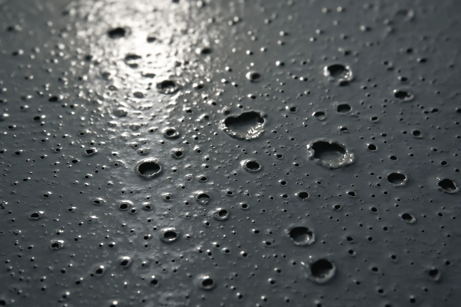 Bubbles and pinholes in a curing epoxy floor coating