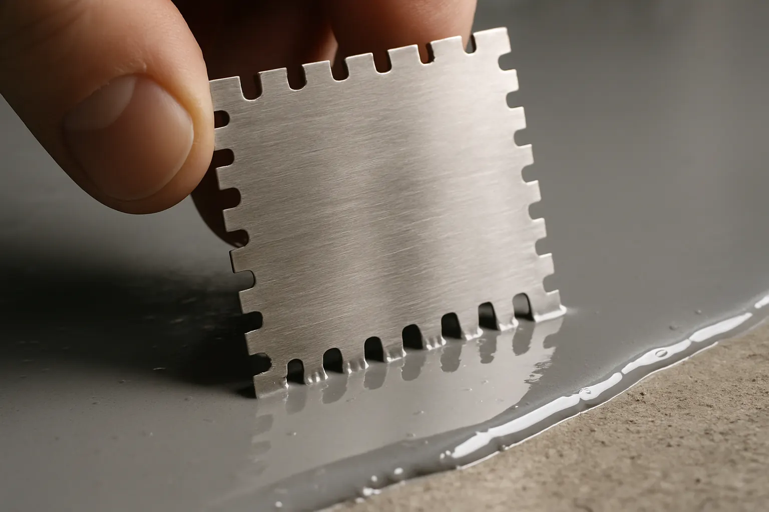 Wet film thickness gauge measuring an epoxy coating