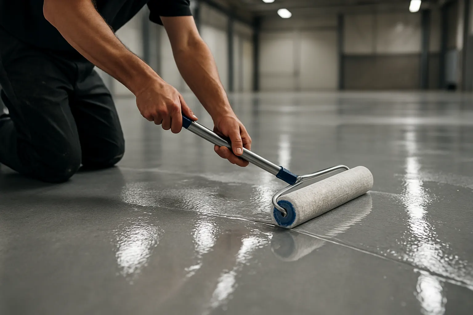 Applying a clear epoxy topcoat with a roller